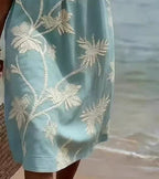 Women's Resort V-Neck Coconut Print Loose Three-Quarter Sleeve Dress