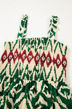 Green Boho Shirred A line Sleeveless Maxi Dress