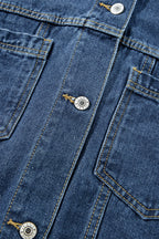 Blue Stripe Washed Oversized Pocketed Denim Jacket
