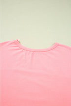 Gossamer Pink Floral Color Block Patchwork Long Sleeve Top