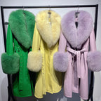 Slim-fit Leather Sheepskin Fox Fur Coat