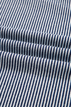 Blue Striped Colorblock Patchwork Dolman Oversize Tunic Sweater