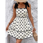Tie Strap Mini Dress – Smocked Summer A-Line Dress