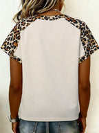 Leopard Print Raglan Sleeve Blouse