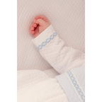 Boys White & Blue Quilted Cotton Romper