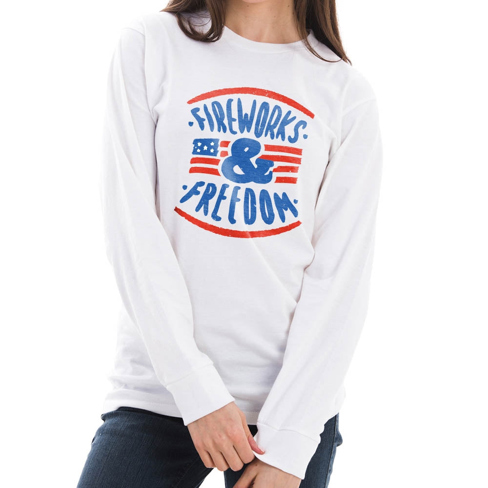 Fireworks and Freedom Graphic Design Premium Long Sleeve T-Shirt
