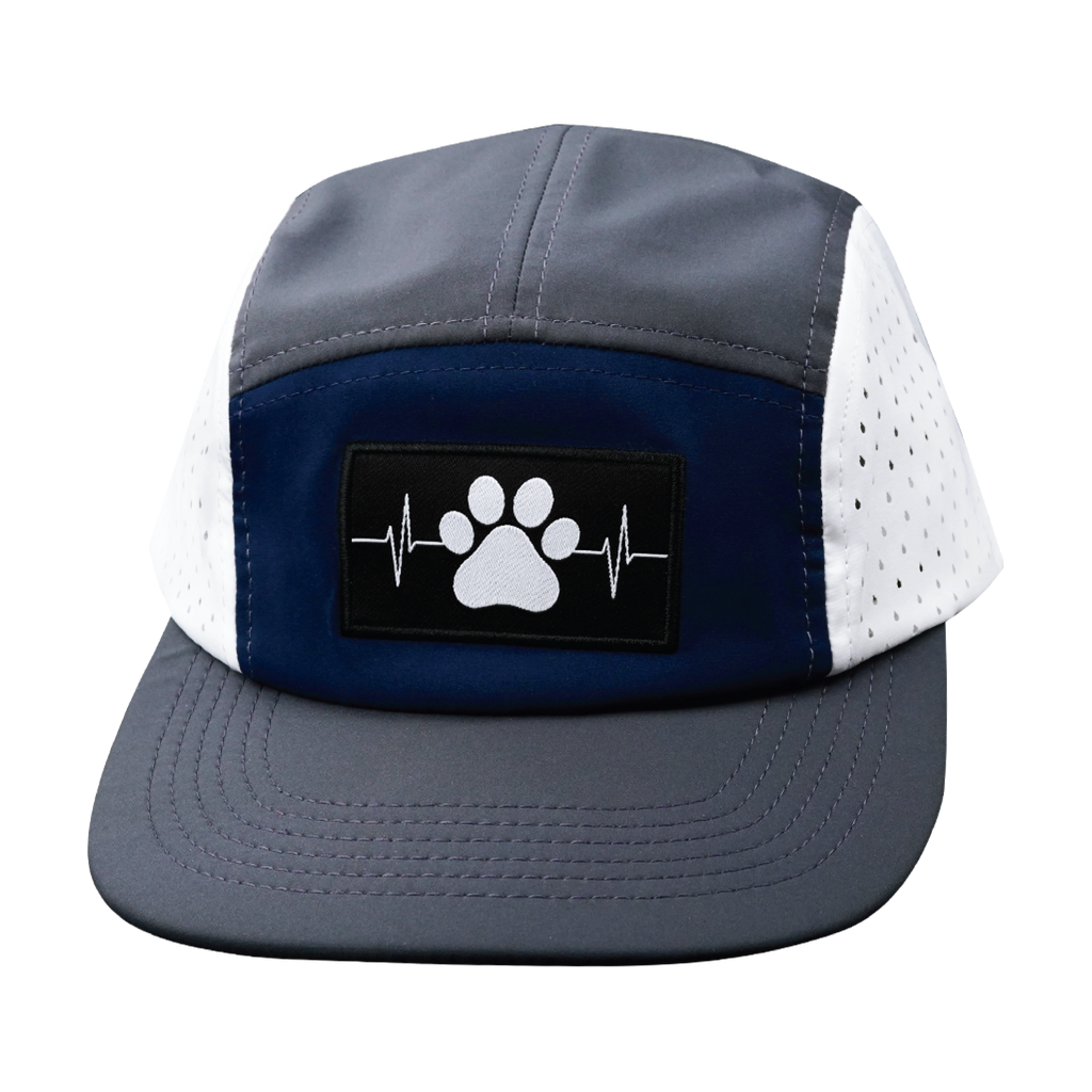 Dog Hat - 5 Panel - Charcoal / Navy / White - Laser Mesh