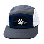 Dog Hat - 5 Panel - Charcoal / Navy / White - Laser Mesh