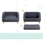 Dog Rectangular Sofa with Removable Cushion and Wooden Feet