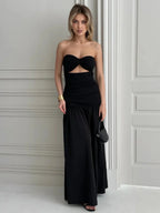 Donna Hollow Out Cinched Elegant Dress