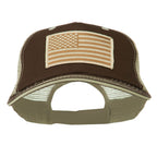 Desert American Flag Patched Big Size Washed Mesh Cap