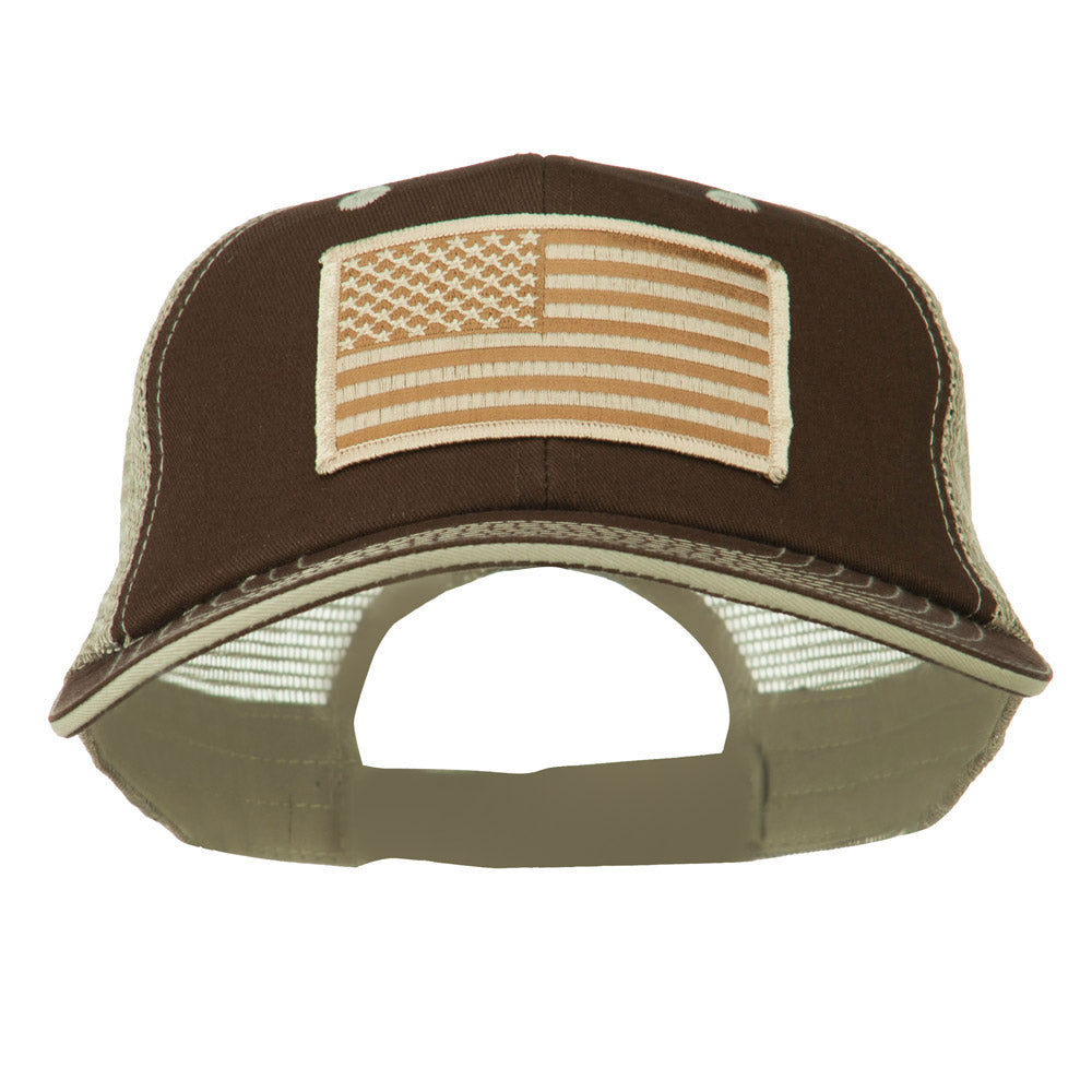 Desert American Flag Patched Big Size Washed Mesh Cap