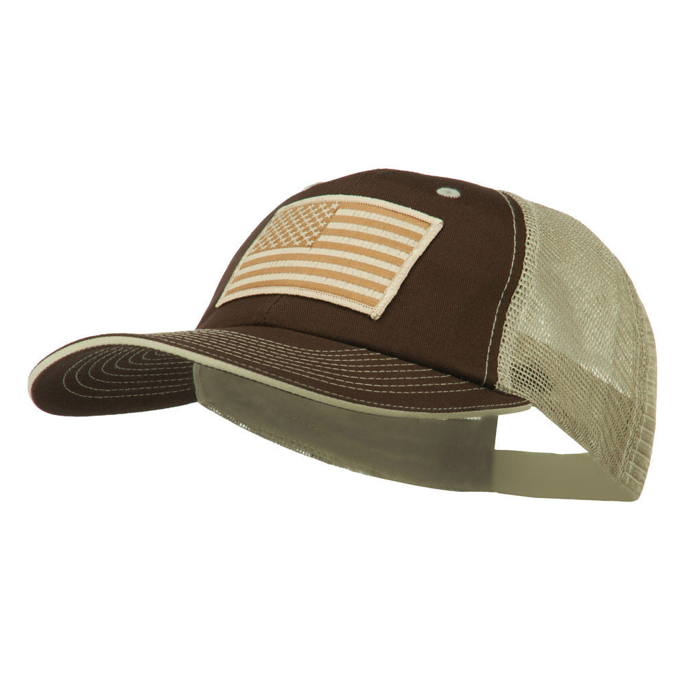 Desert American Flag Patched Big Size Washed Mesh Cap