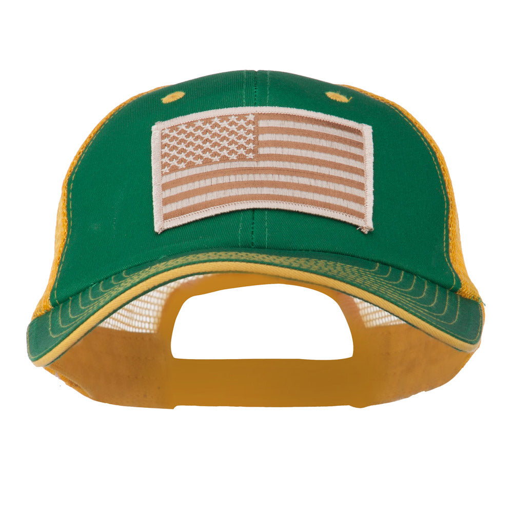 Desert American Flag Patched Big Size Washed Mesh Cap