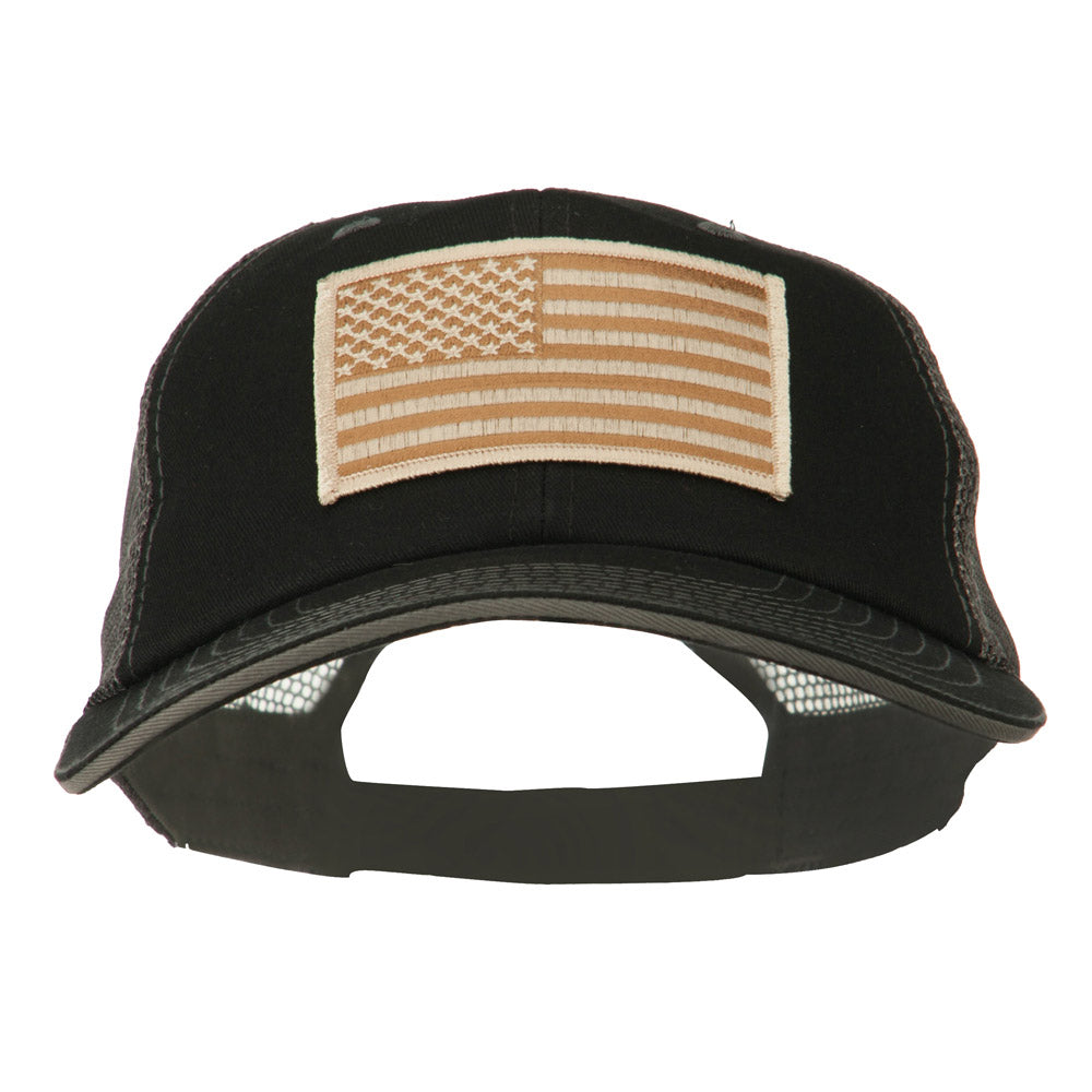 Desert American Flag Patched Big Size Washed Mesh Cap