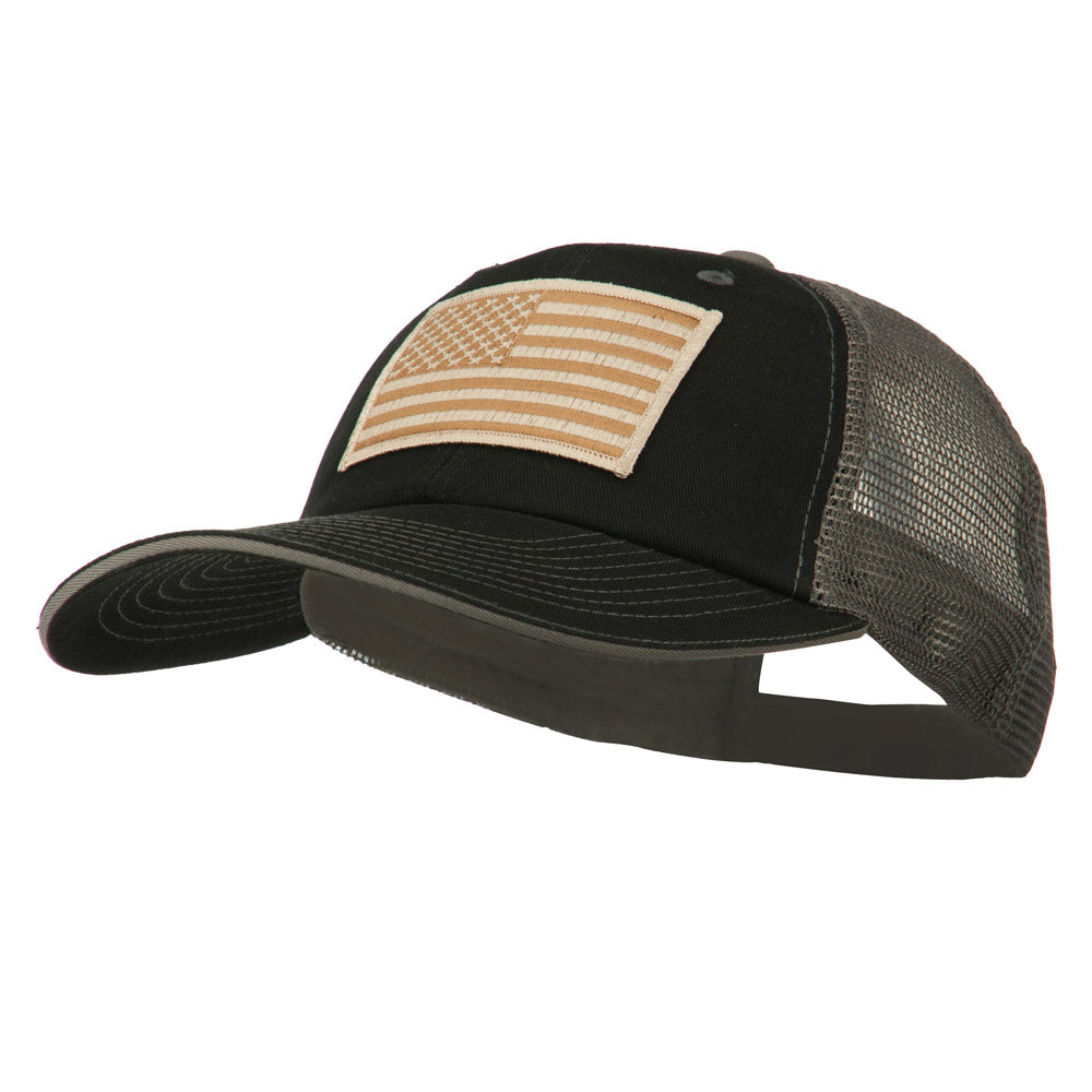 Desert American Flag Patched Big Size Washed Mesh Cap