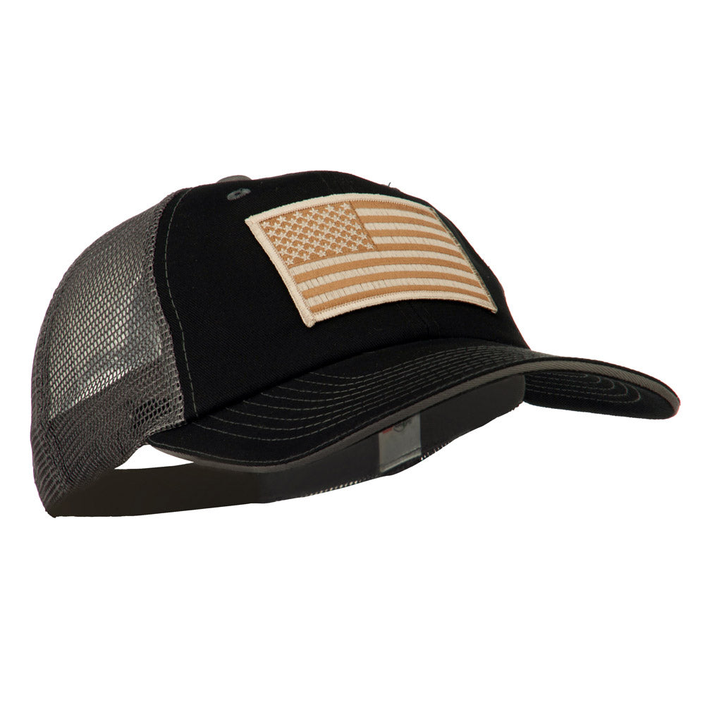 Desert American Flag Patched Big Size Washed Mesh Cap