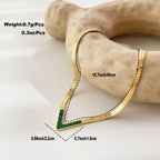 Stainless Steel V-shaped Women's Neck Necklace, Luxury And High-end V-neck Flat Collarbone Chain For Girls, Stainless Steel 18K Gold-plated Snake Bone Chain, Suitable For Jewelry Gifts