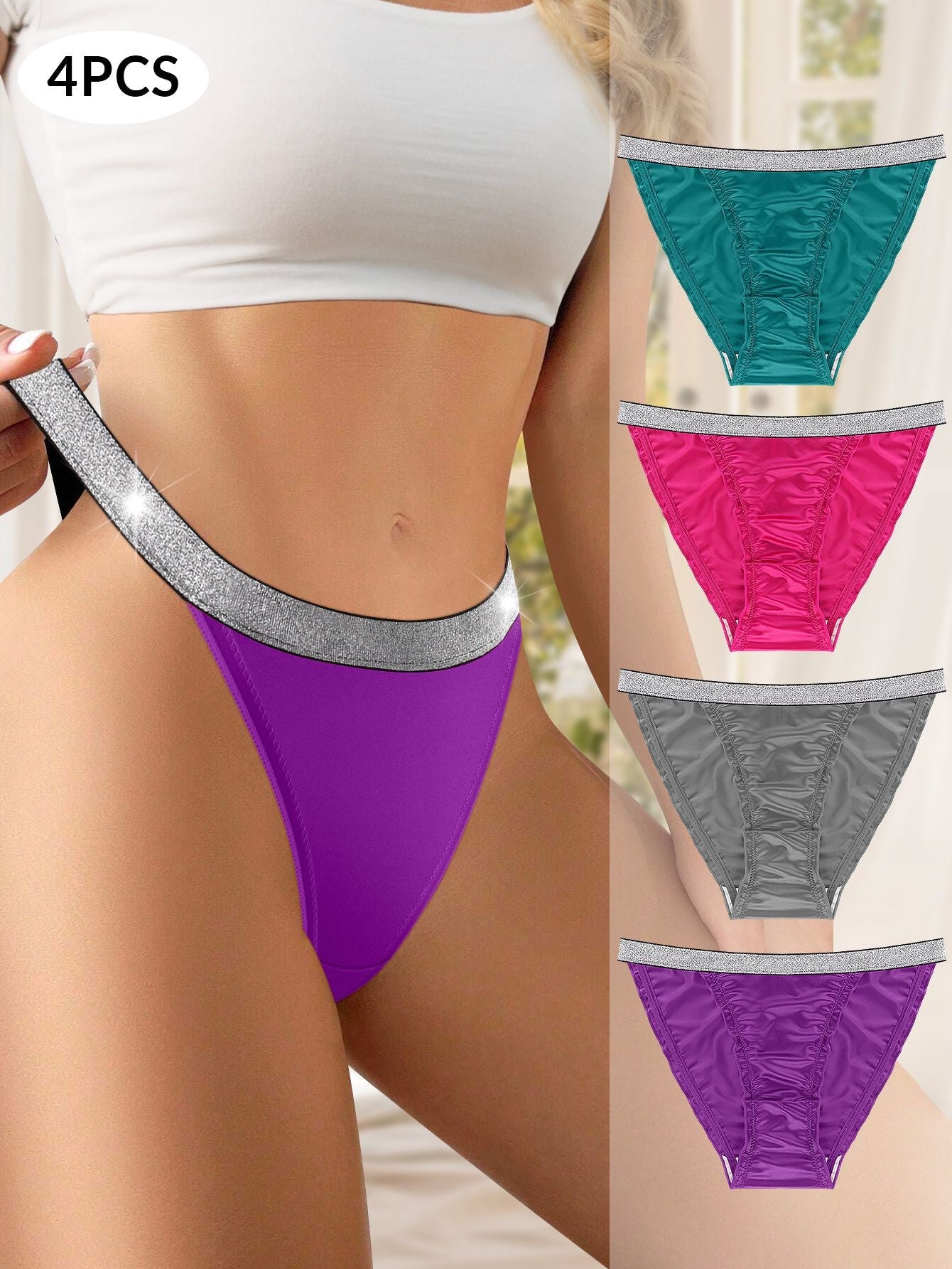 4 Pack Women’s Sexy Lace G-String Panty Set – Second-Skin Comfort, Invisible Under Clothes