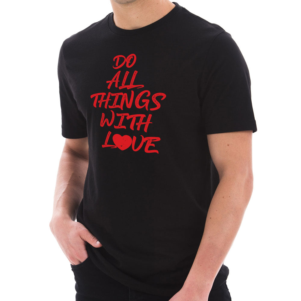 Do All Things with Love Phrase Graphic Design Short Sleeve Jersey T-Shirt