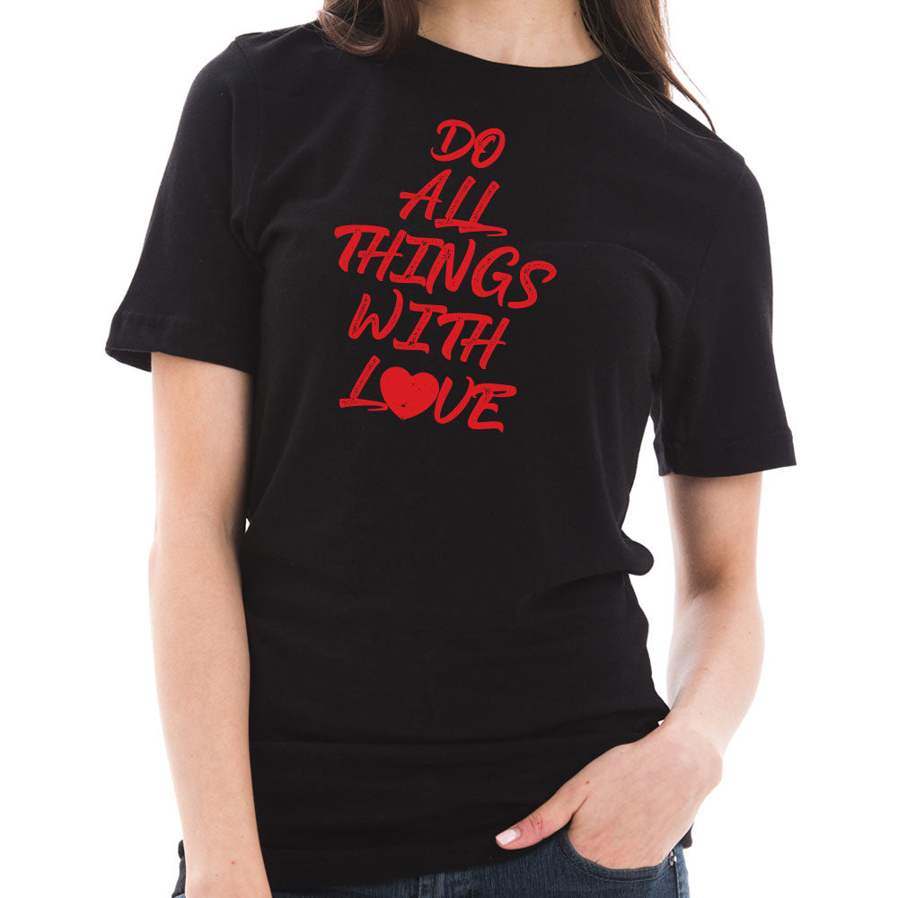 Do All Things with Love Phrase Graphic Design Short Sleeve Jersey T-Shirt