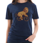 Bicycle Lion Graphic Design Vintage Crewneck Tee