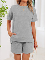 Round Neck Short Sleeve T-Shirt and Shorts Set
