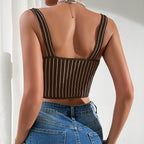 Womens Sexy Leopard-Print Lace Backless Camisole
