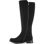New Shoe'NTale Womens Size 8 Black Faux Suede Wide Calf Knee High Low Heel Boots