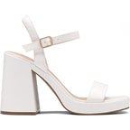 Dream Pairs Womens Size 9 White 4" Block Heels Open Square Toe Ankle Strap Shoes