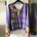 Hot-selling 3D Digital-print V-neck Womens Sweater For Halloween