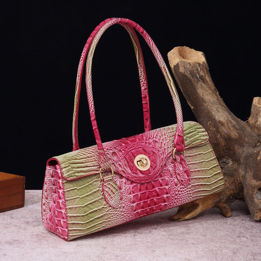 Crocodile Embossed Shoulder Tote Bag
