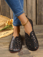 Perforated Leather Slip-On Loafers