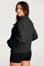 Smoke Green Quarter Zip Stand Neck Kangaroo Pocket Sweatshirt