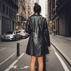 Women's PU Mid-length Casual Fashion Leather Coat