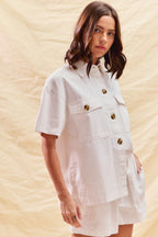 SO ME Button Down Denim Game Day Top and Shorts Set