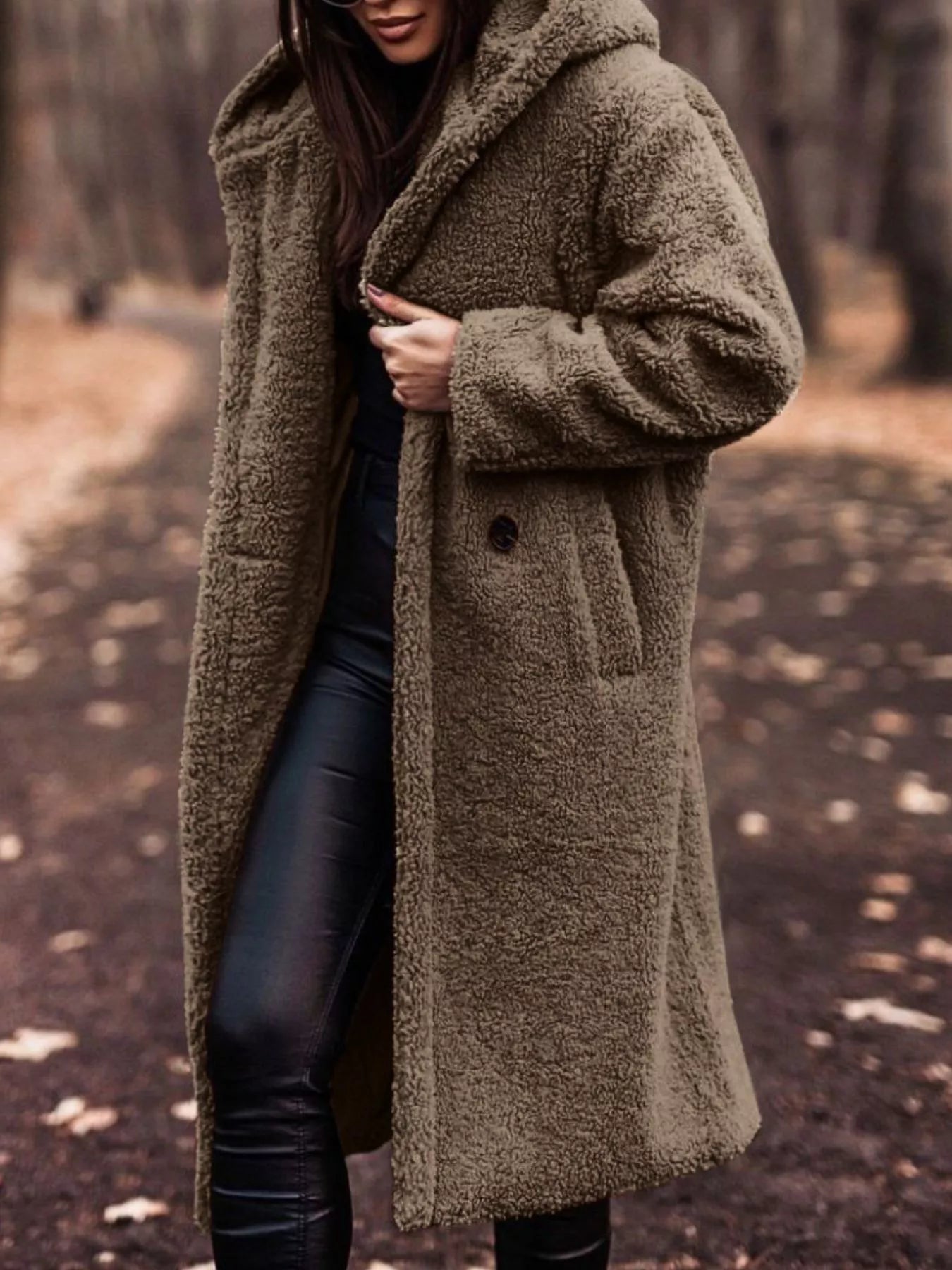 Teddy Bear Hooded Longline Outerwear