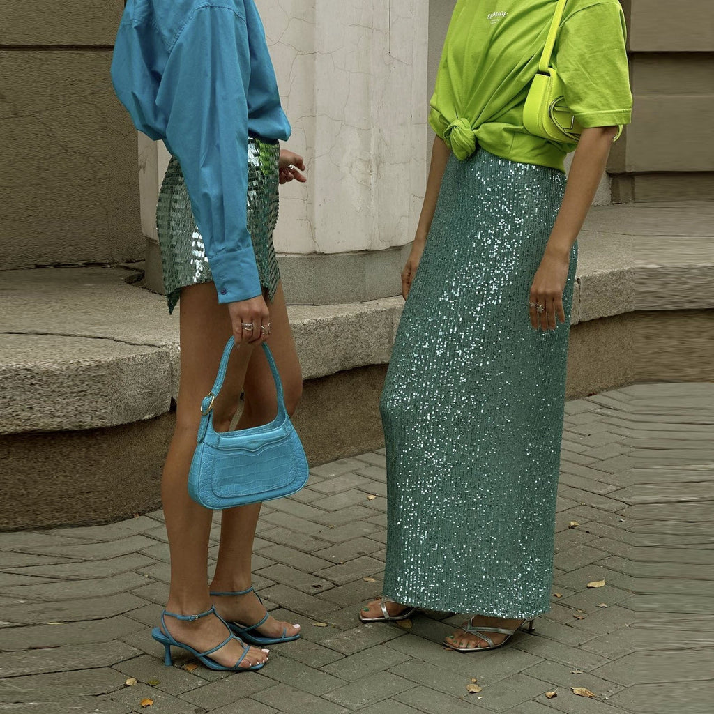 High-density Sequin Midi Skirt For Women Social Media Favorite