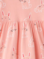 Children's Cute Rabbit Print Round Neck Dress
