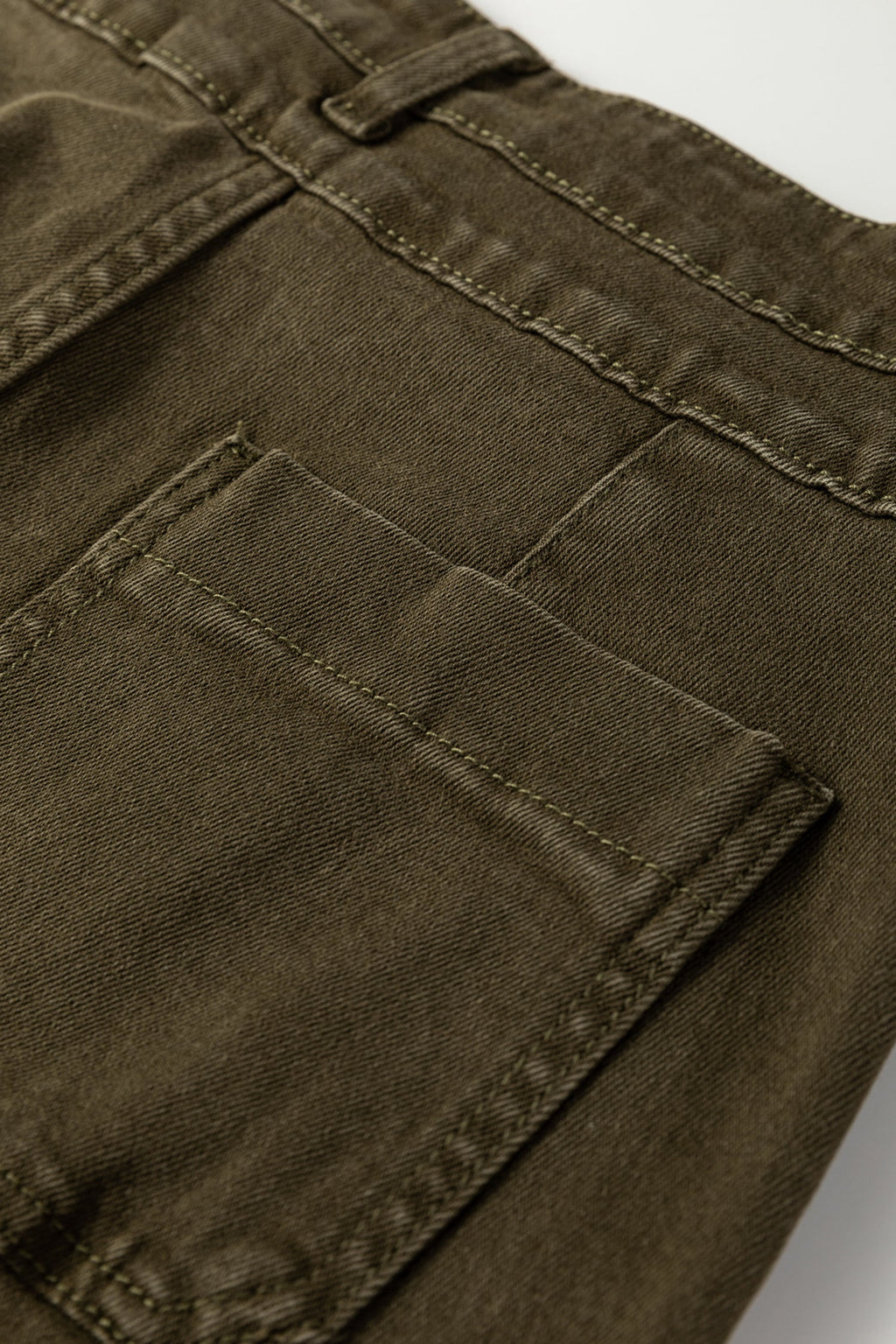 Jungle Green Double Waistband Loose Straight Jeans