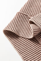 Chestnut Mineral Wash Exposed Seam Patchwork Knit Open Sweater Cardigan