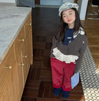 Chic Lace-Trimmed Corduroy Baby Straight-Leg Pants