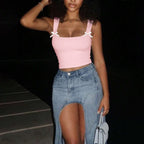 Bow-decorated Camisole For Women Cropped Style