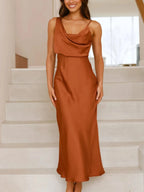 Satin Asymmetrical Midi Dress