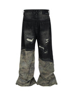 NOIR SCAB CAMO FLARE DENIM