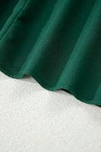 Blackish Green Solid Long Sleeve Button V Neck Tiered Maxi Dress