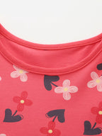 Children's Floral Print Ruffle Sleeve Casual Dress