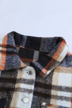 Green Geometric Plaid Print Pocketed Shacket