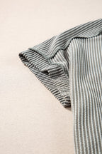 White Crinkle Rib Textured Knit Round Neck T Shirt