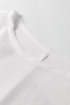 White Smocked Cuffs Semi Sheer Long Sleeve Dolman Blouse